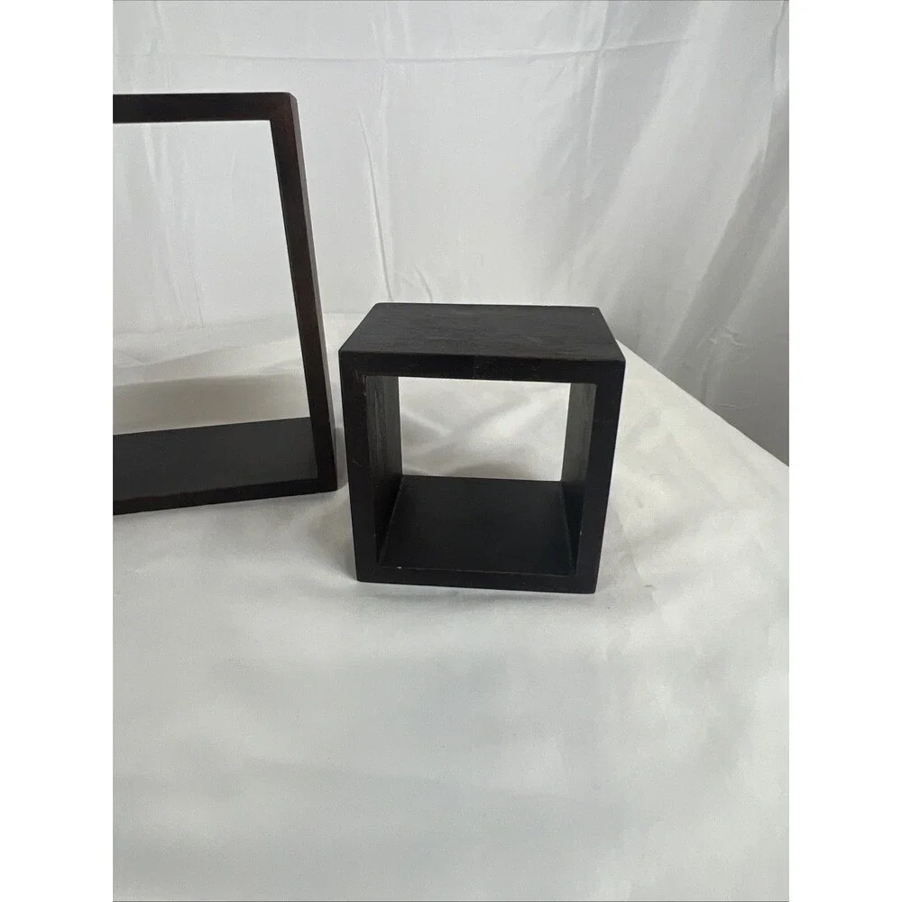 Set of 3 Black Floating Box Wall Shelves Shadow Cube Display Shelves Decor